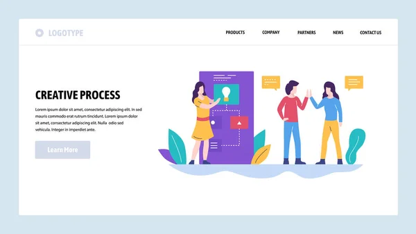 Plantilla de diseño del sitio web del vector. Idea creativa y éxito del equipo de negocios. Trabajo en equipo. Conceptos de landing page para desarrollo web y móvil. Ilustración plana moderna . — Archivo Imágenes Vectoriales