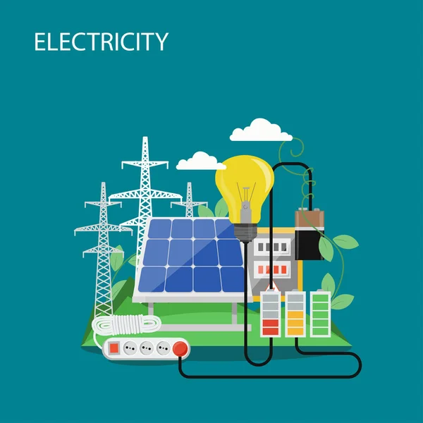 Elektriciteit concept vectorillustratie vlakke stijl ontwerp — Stockvector