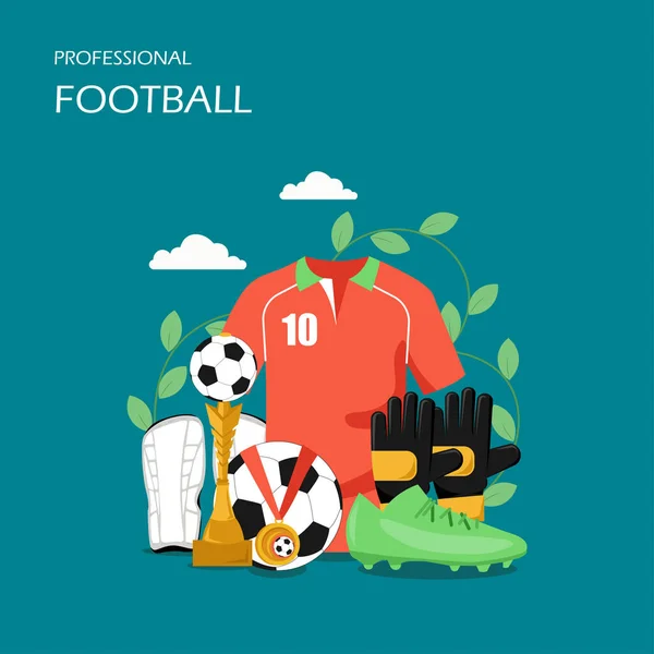 Professionele voetbal vectorillustratie vlakke stijl ontwerp — Stockvector