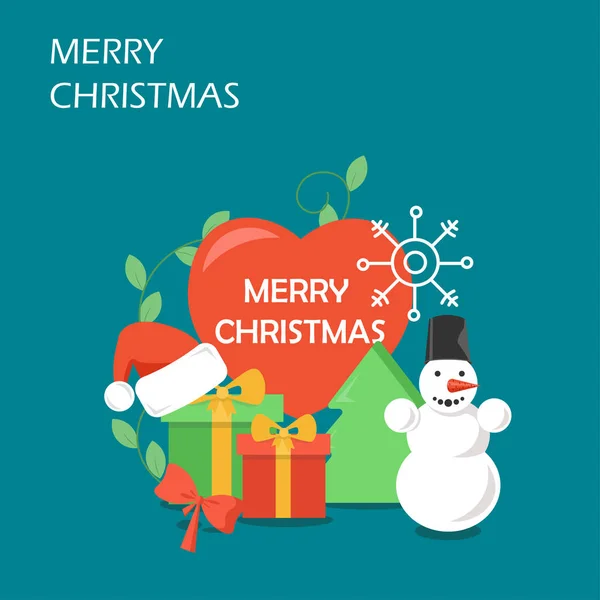 Merry Christmas vector flat style design illustration — Stock Vector