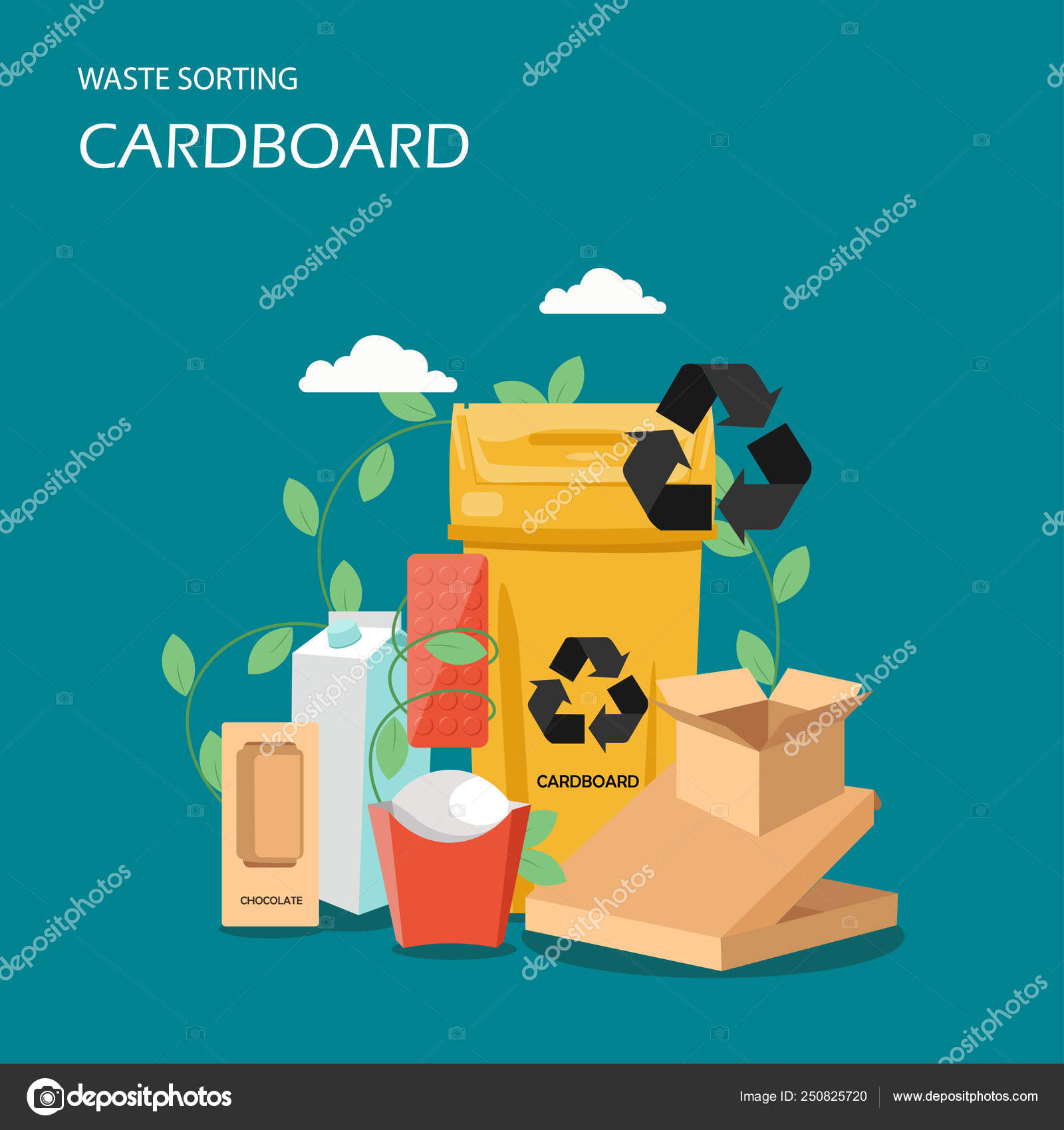 Waste Sorting Bins Set. Vector Illustration Image. Stock Vector -  Illustration of infographics, cardboard: 248710580