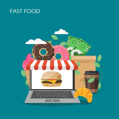 Fast food vektör düz stil tasarlamak