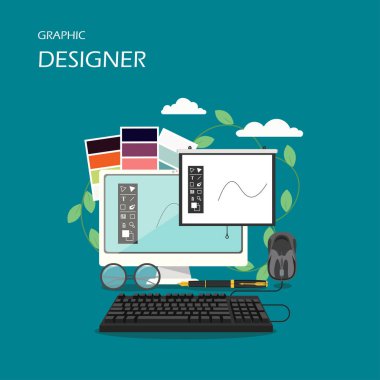 Grafik tasarımcı vektör düz stil tasarlamak