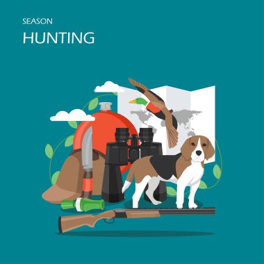 Av sezonu vektör düz stil tasarlamak