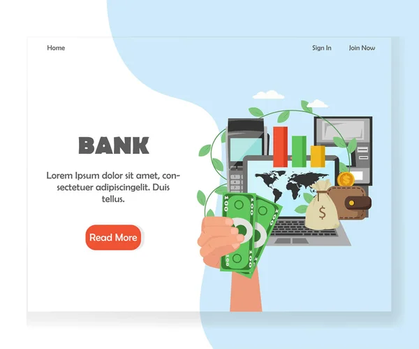 銀行ベクトル ウェブサイト ランディング ページ デザイン テンプレート — ストックベクタ