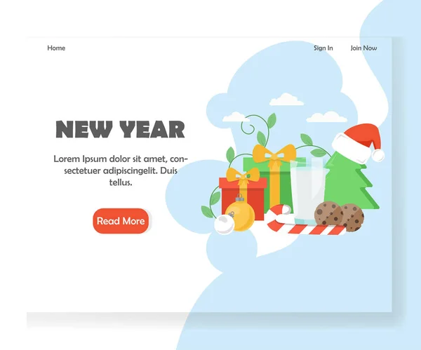 Año Nuevo vector sitio web plantilla de diseño de página de destino — Archivo Imágenes Vectoriales