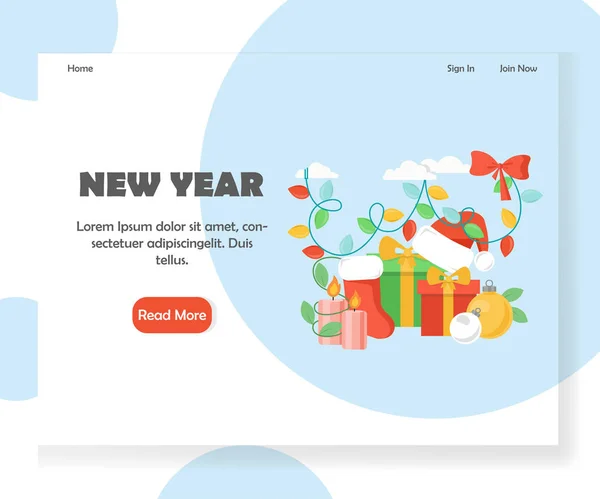 Yeni yıl vektör Web sitesi açılış sayfası tasarım şablonu — Stok Vektör