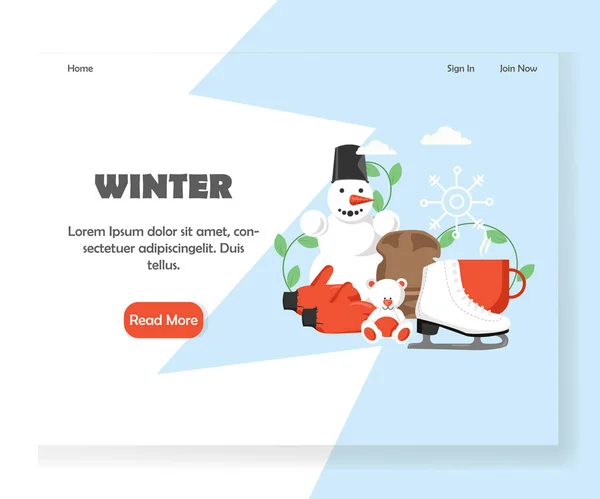 Kış vektör Web sitesi açılış sayfası tasarım şablonu — Stok Vektör