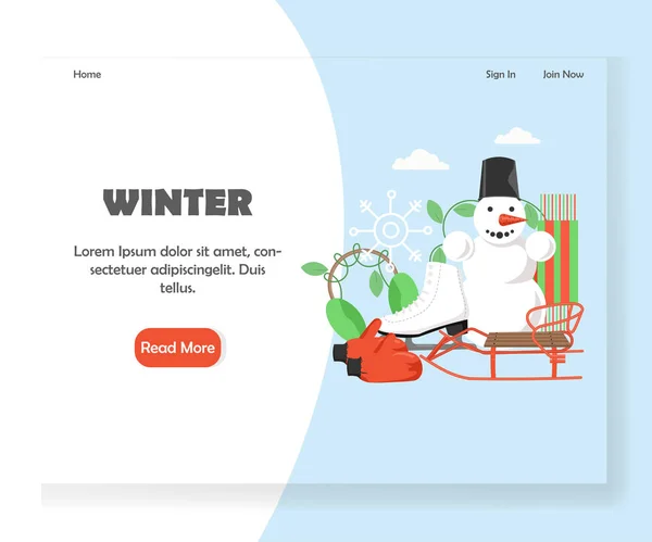 Invierno vector página web landing page diseño plantilla — Archivo Imágenes Vectoriales