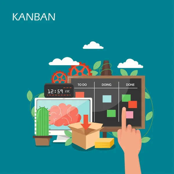 Conception vectorielle Kanban illustration de style plat — Image vectorielle