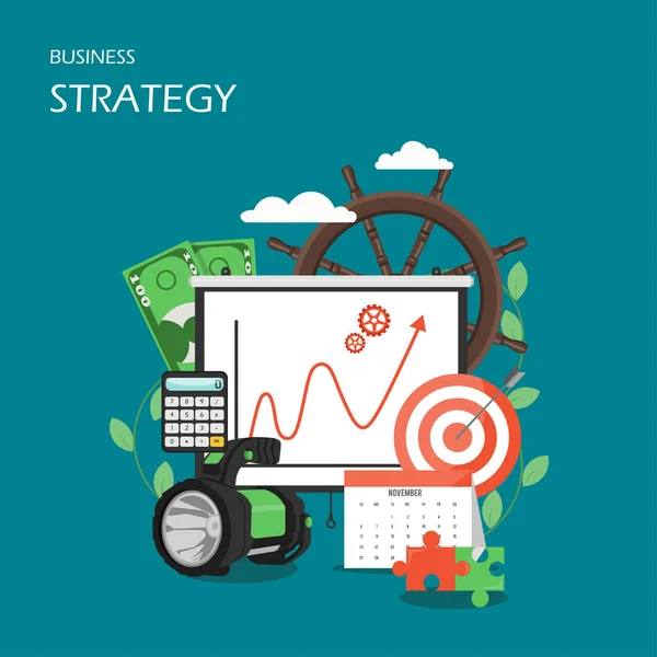ビジネス戦略ベクトル フラット スタイル設計図 — ストックベクタ