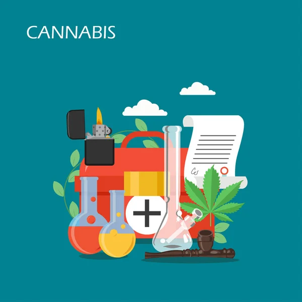 Illustrazione di design in stile piatto vettoriale di cannabis medica — Vettoriale Stock