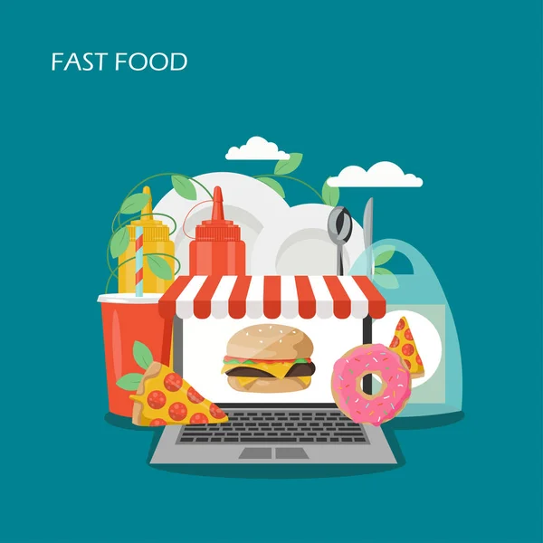 Illustration de design de style plat vecteur Fast Food — Image vectorielle