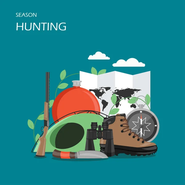 Hunting season vector flat style design illustration — Stock Vector