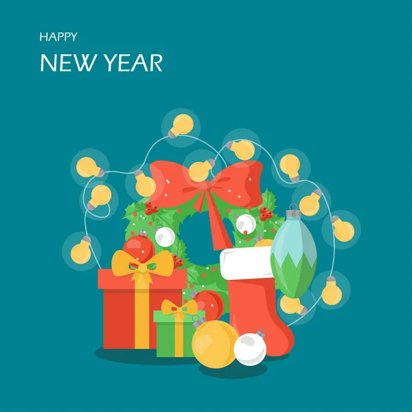 Happy New Year vector flat style design illustration — Stock Vector