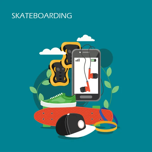 Skateboard set vektorillustration platt stil design — Stock vektor