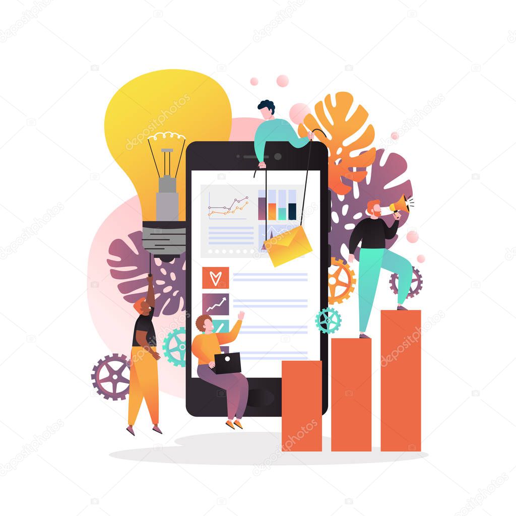 Mobile apps for business concept vector illustration