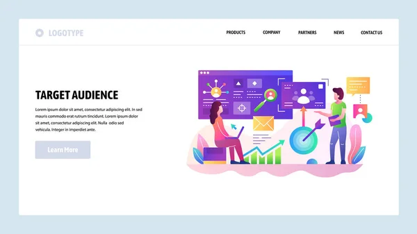 Ontwerpsjabloon voor vector-website. Doelgroep van de klant en marketing doeleinden. Bedrijfsontwikkeling. De landing pagina concepten voor de website en mobiele ontwikkeling. Modern vlakke afbeelding — Stockvector