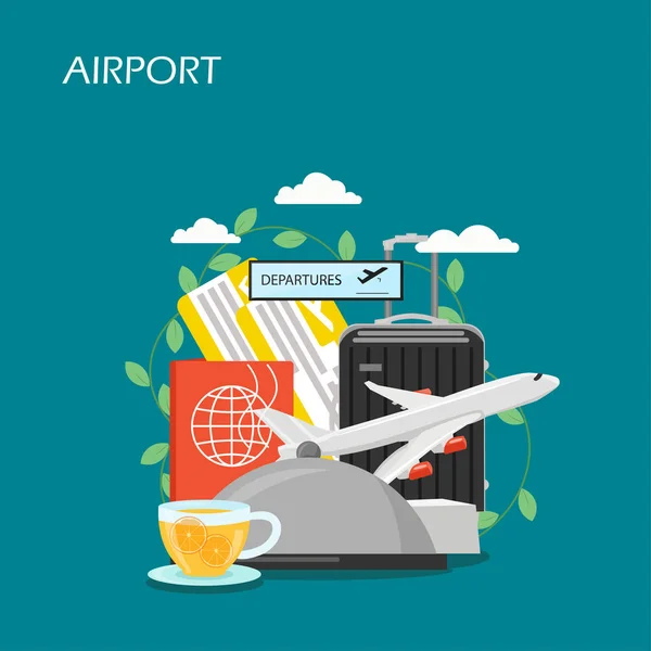 Aeropuerto concepto vector plano estilo diseño ilustración — Vector de stock