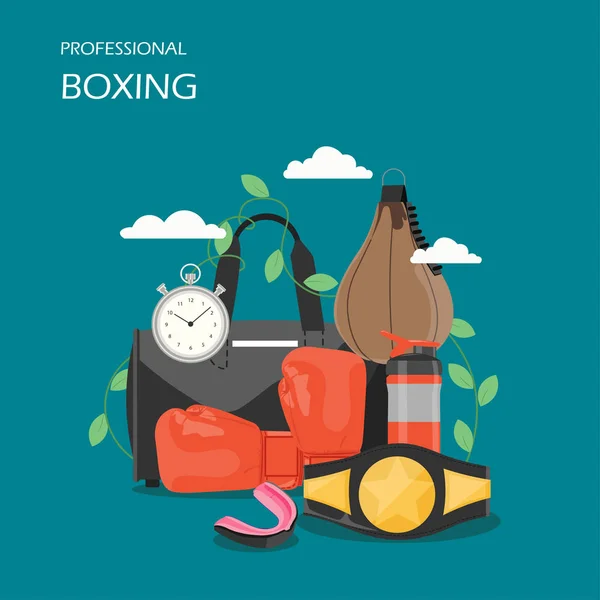 Vector de boxeo profesional diseño de estilo plano ilustración — Vector de stock