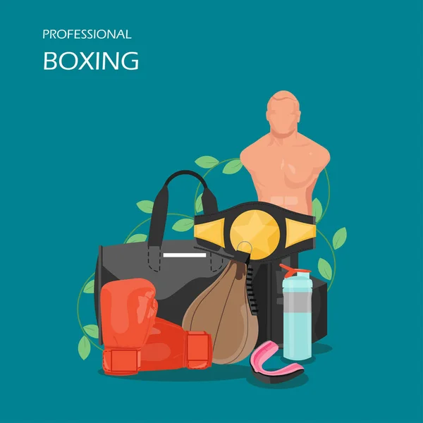 Illustrazione professionale del disegno di stile piatto del vettore di boxe — Vettoriale Stock