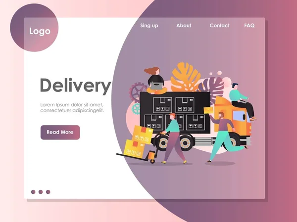 Modèle de conception de page de destination de site vectoriel de livraison — Image vectorielle