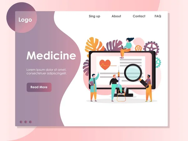 Medicina vector página web landing page diseño plantilla — Archivo Imágenes Vectoriales