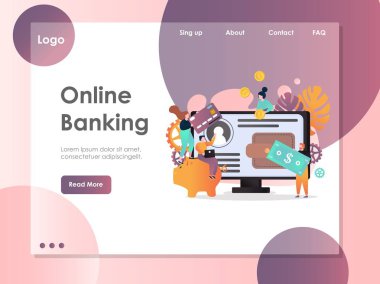 Online Bankacılık vektör Web sitesi açılış sayfası tasarım şablonu