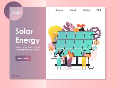 Güneş enerjisi vektör Web sitesi açılış sayfası tasarım şablonu