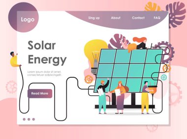 Güneş enerjisi vektör Web sitesi açılış sayfası tasarım şablonu