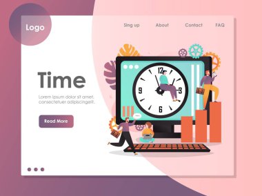 Zamanı vektör Web sitesi açılış sayfası tasarım şablonu