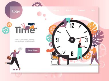 Zamanı vektör Web sitesi açılış sayfası tasarım şablonu
