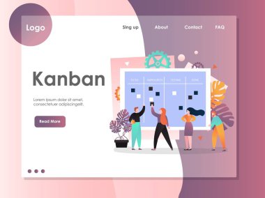 Kanban vektör Web sitesi açılış sayfası tasarım şablonu