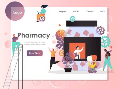 Eczane vektör Web sitesi açılış sayfası tasarım şablonu