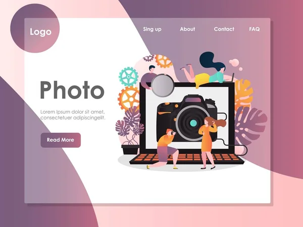 Foto-Vektor Website Landing Page Design-Vorlage — Stockvektor