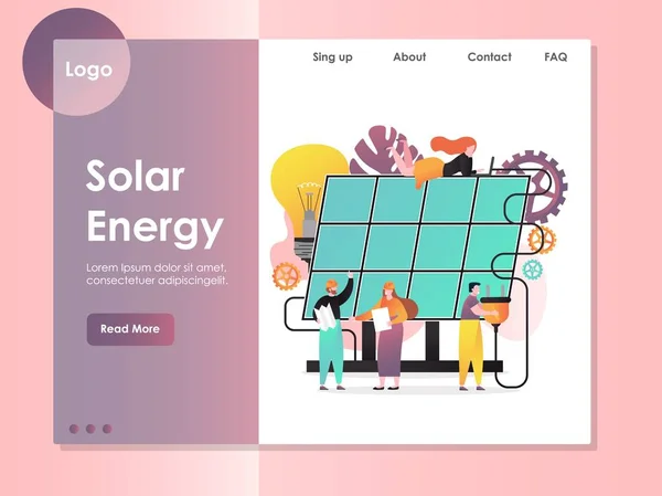 Solar energy vector website landing page design template — Stock Vector