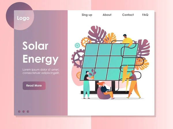 Solar energy vector website landing page design template — Stock Vector