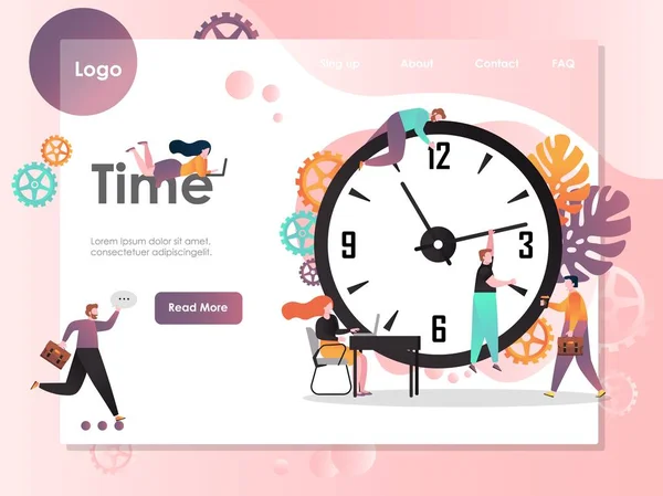 Modelo de design de landing page de site vetorial de tempo —  Vetores de Stock