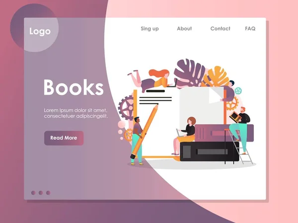 Boeken vector website landing paginasjabloon — Stockvector