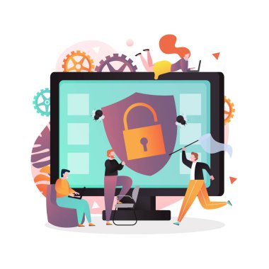 Web banner, web sitesi sayfası için Antivirüs vektör kavramı