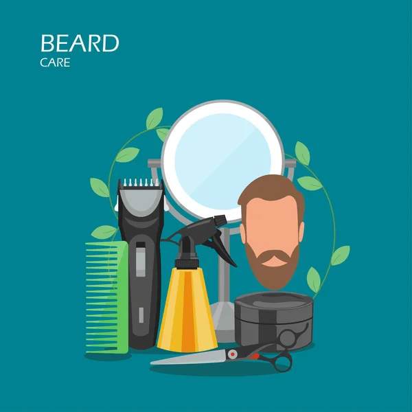 Barba cuidado vector plano estilo diseño ilustración — Vector de stock