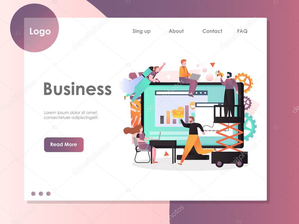 Business vector website landing page design template