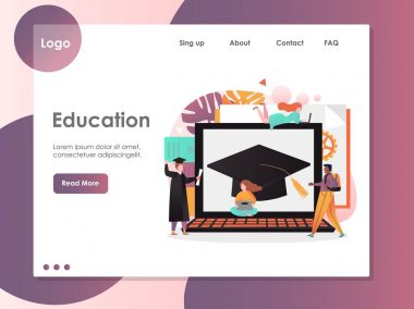 Eğitim vektör web sitesi açılış sayfası tasarım şablonu