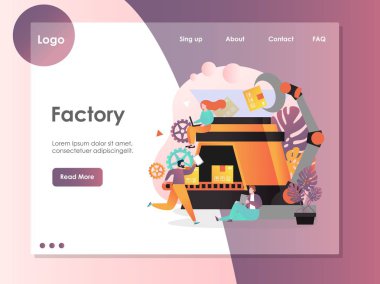 Fabrika vektör web sitesi açılış sayfası tasarım şablonu