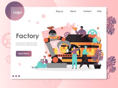 Fabrika vektör web sitesi açılış sayfası tasarım şablonu