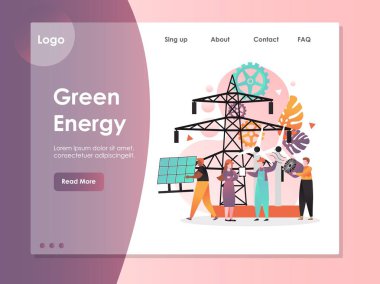 Yeşil enerji vektör web sitesi açılış sayfası tasarım şablonu