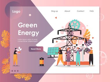 Yeşil enerji vektör web sitesi açılış sayfası tasarım şablonu