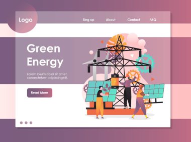 Yeşil enerji vektör web sitesi açılış sayfası tasarım şablonu