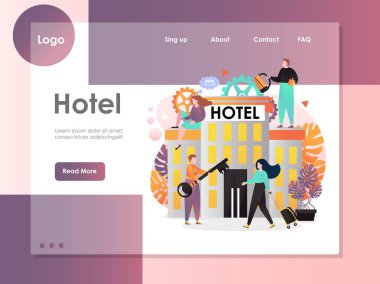 Otel vektör web sitesi açılış sayfası tasarım şablonu