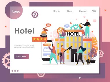Otel vektör web sitesi açılış sayfası tasarım şablonu